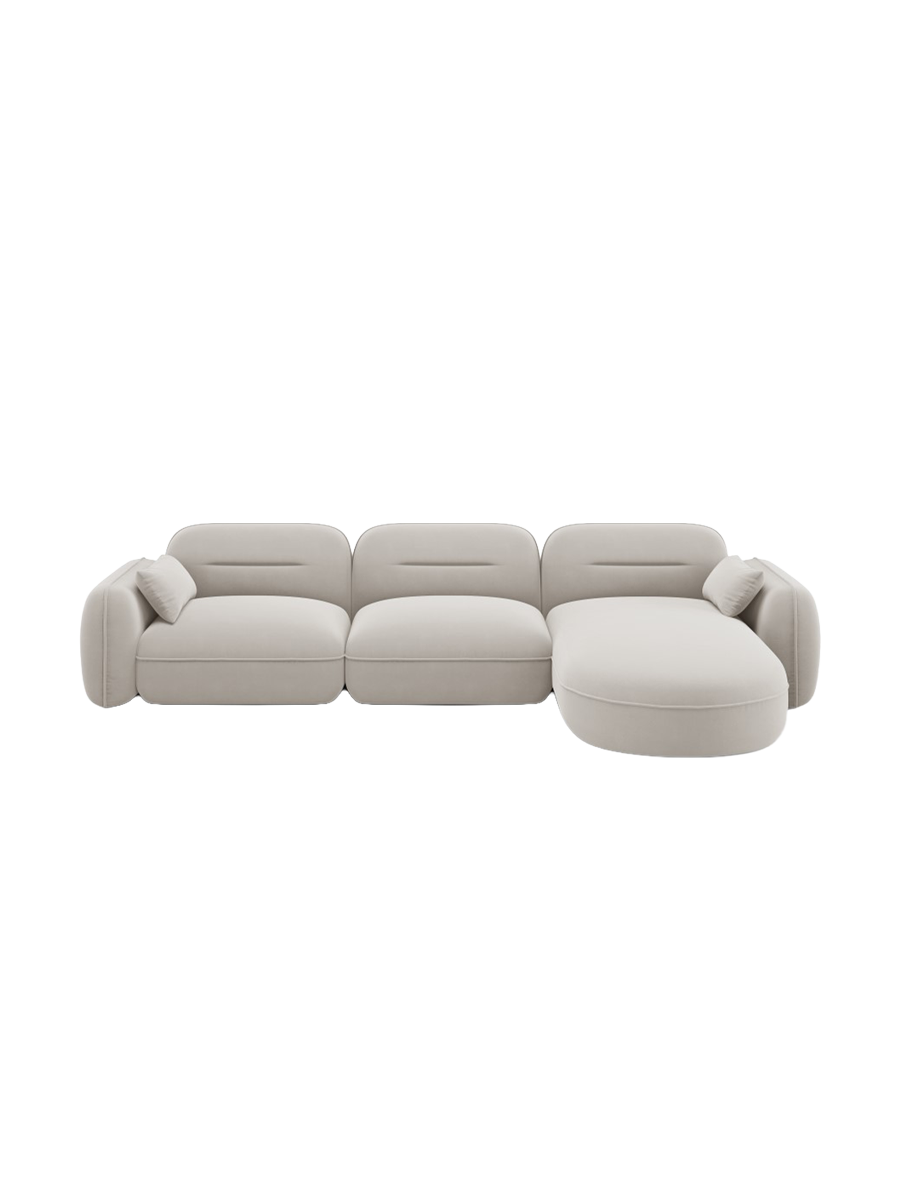 
5-Sitzer Design Ecksofa „Sydney“ - Samt Beige hell / Eckteil rechts