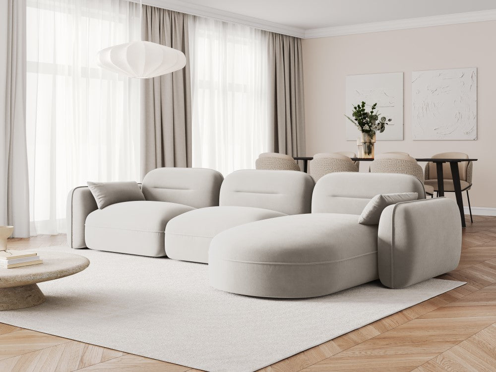 
5-Sitzer Design Ecksofa „Sydney“ - Samt Beige hell / Eckteil rechts