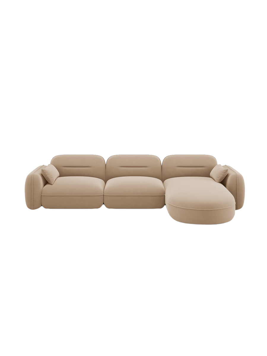 
5-Sitzer Design Ecksofa „Sydney“ - Samt Sand / Eckteil rechts