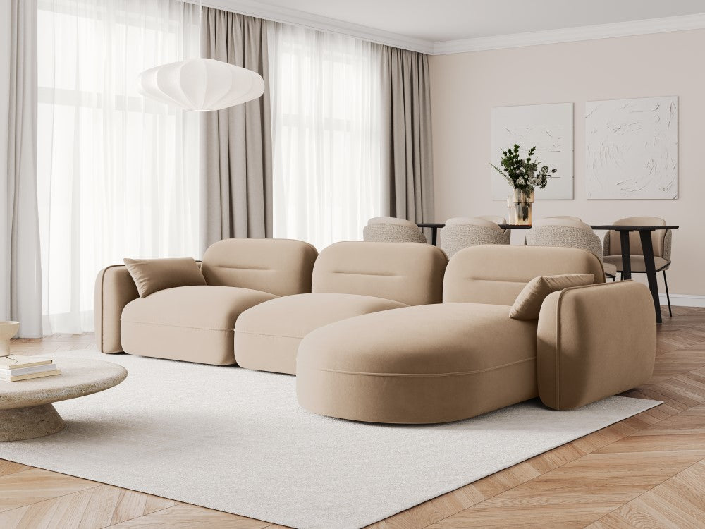 
5-Sitzer Design Ecksofa „Sydney“ - Samt Sand / Eckteil rechts