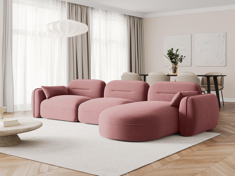 
5-Sitzer Design Ecksofa „Sydney“ - Samt Flamingo Rosa / Eckteil rechts