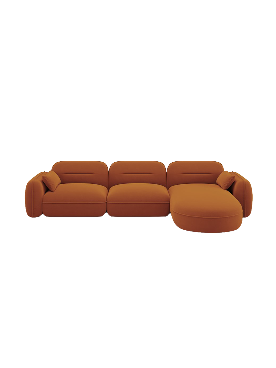 
5-Sitzer Design Ecksofa „Sydney“ - Samt Terracotta / Eckteil rechts