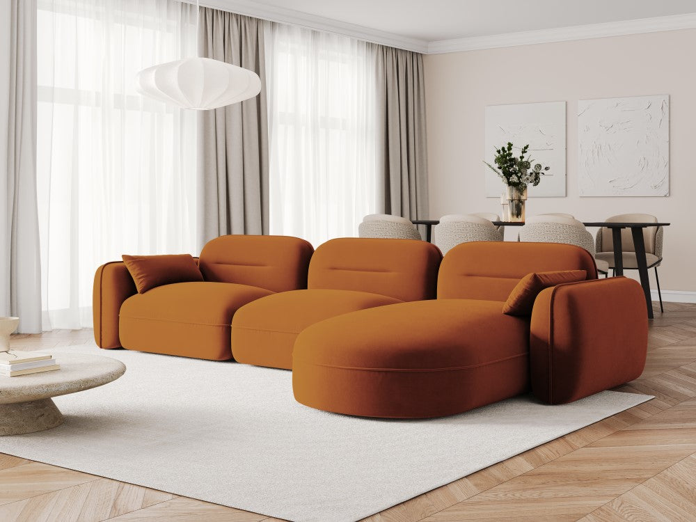 
5-Sitzer Design Ecksofa „Sydney“ - Samt Terracotta / Eckteil rechts