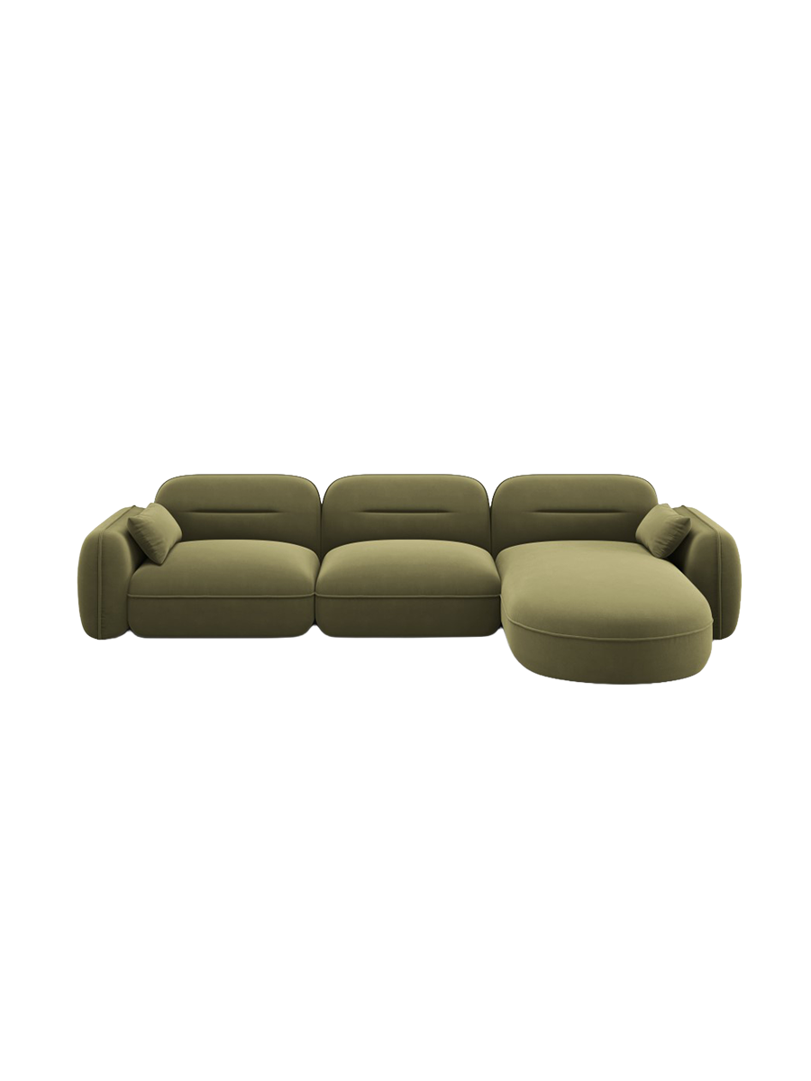 
5-Sitzer Design Ecksofa „Sydney“ - Samt Hellgrün / Eckteil rechts