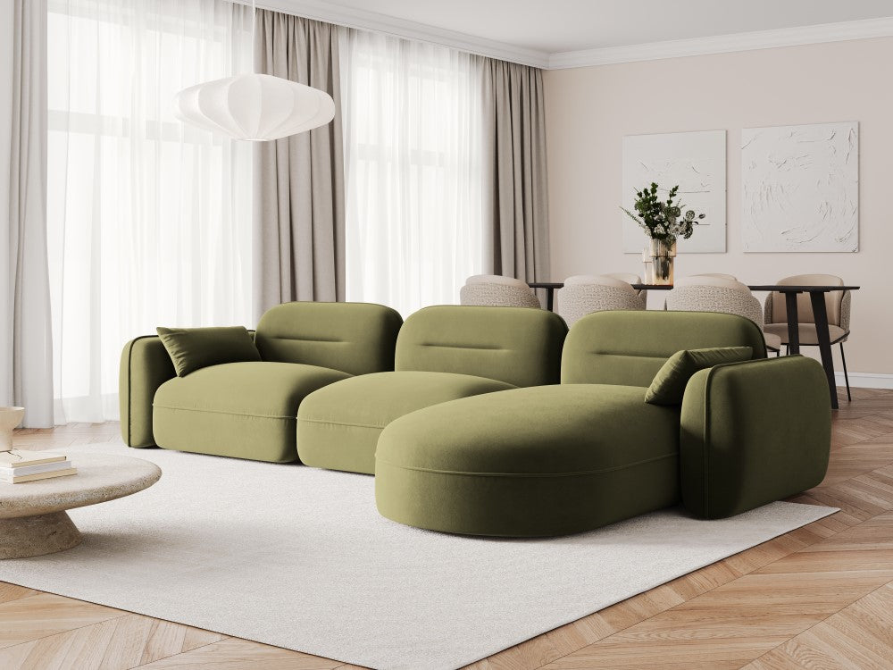 
5-Sitzer Design Ecksofa „Sydney“ - Samt Hellgrün / Eckteil rechts