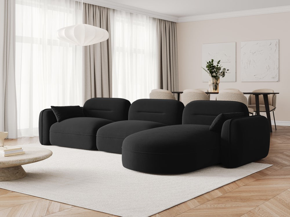 
5-Sitzer Design Ecksofa „Sydney“ - Samt Schwarz / Eckteil rechts
