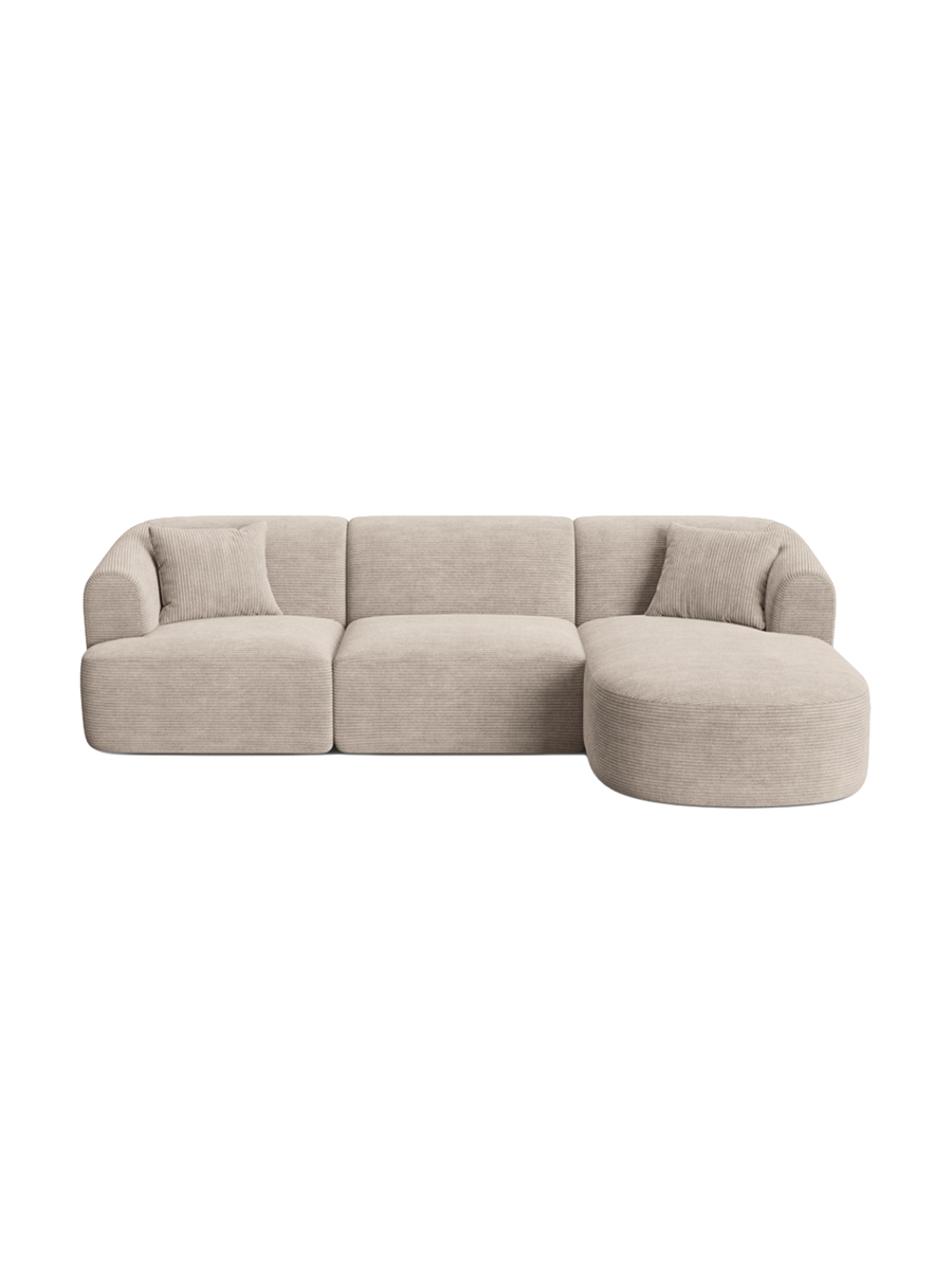 
4-Seater Designer Corner Sofa "Campi" - Corduroy Cappuccino / Right-hand corner section