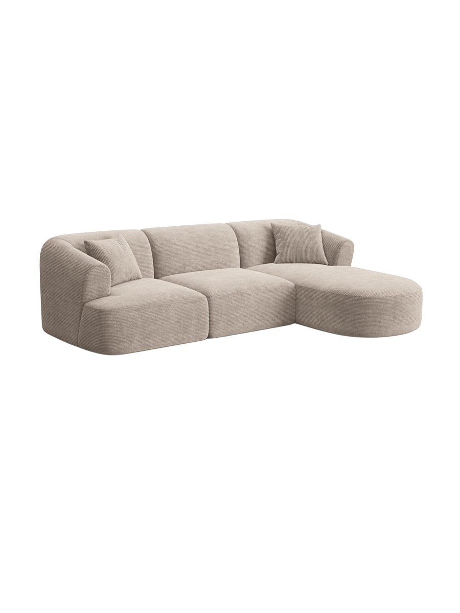 
4-Seater Designer Corner Sofa "Campi" - Corduroy Cappuccino / Right-hand corner section
