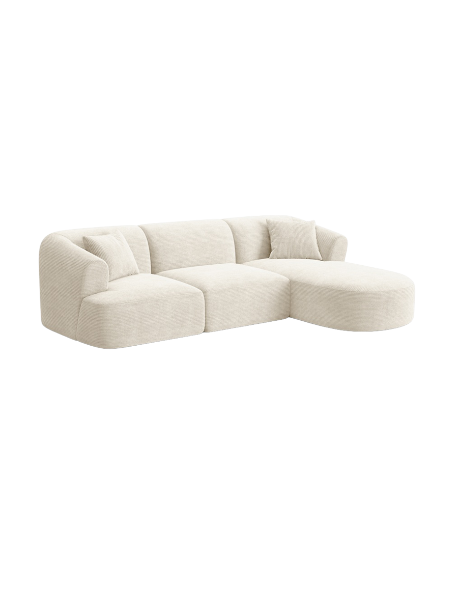 
4-Seater Designer Corner Sofa "Campi" - Corduroy Ivory / Right-hand corner section