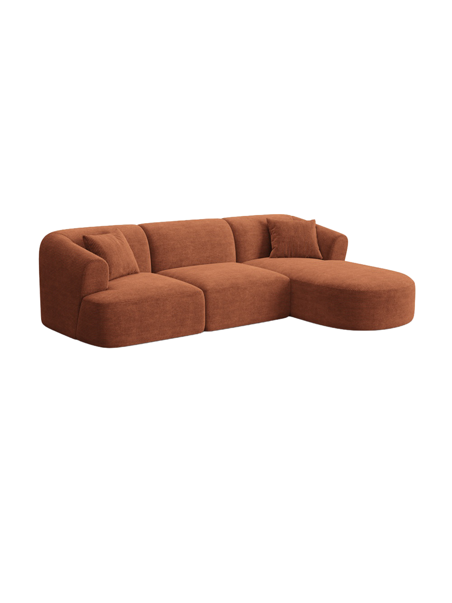 
4-Seater Designer Corner Sofa "Campi" - Cord Terracotta / Right-hand corner section
