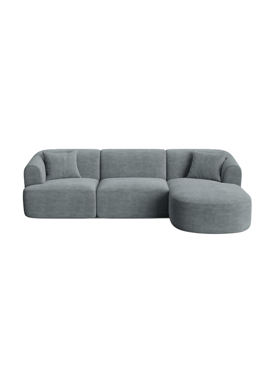 
4-Seater Designer Corner Sofa "Campi" - Cord Dark Grey / Right-hand corner section