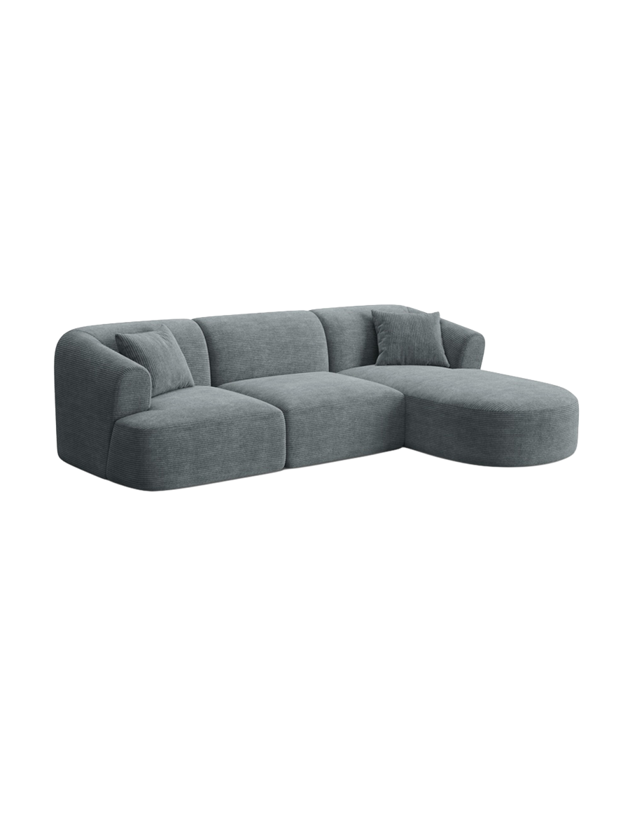 
4-Seater Designer Corner Sofa "Campi" - Cord Dark Grey / Right-hand corner section