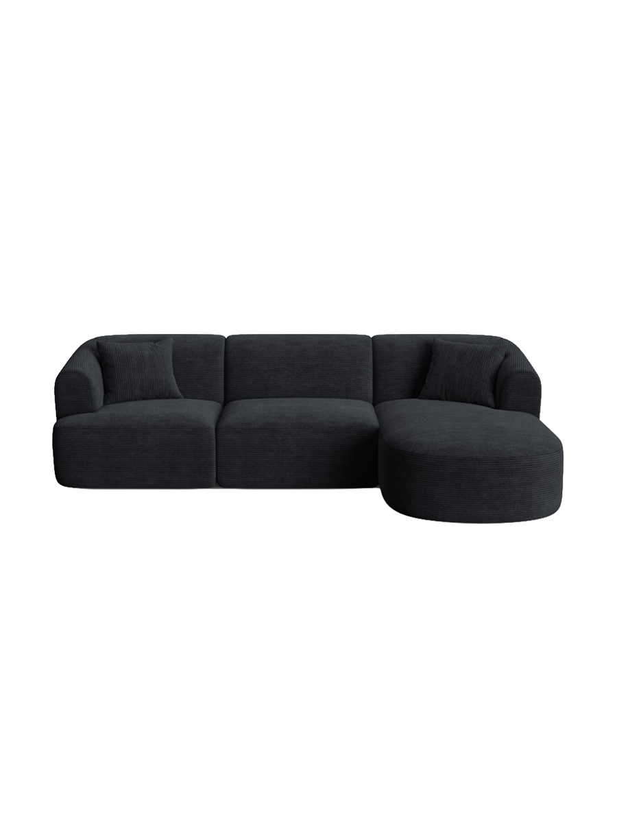 
4-Seater Designer Corner Sofa "Campi" - Cord Black / Right-hand corner section