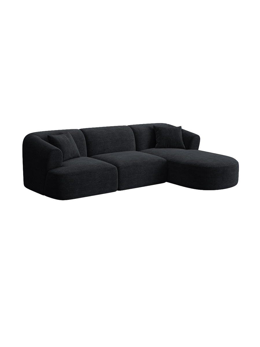 
4-Seater Designer Corner Sofa "Campi" - Cord Black / Right-hand corner section