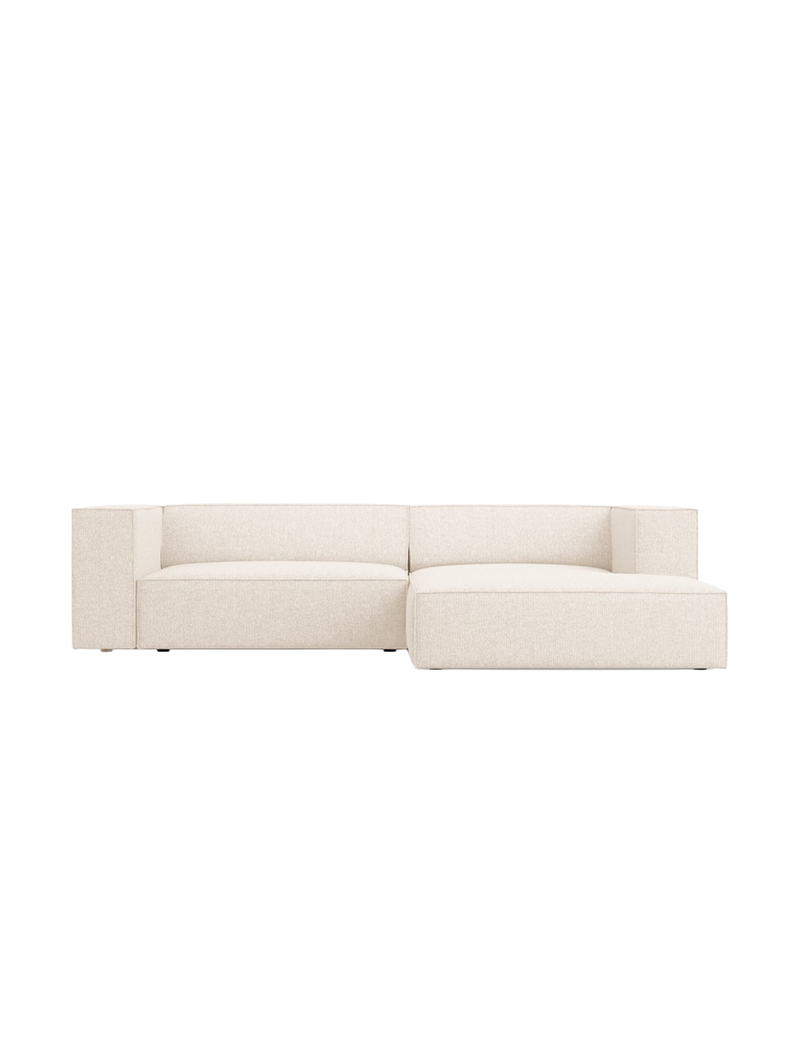 
3-Seater Designer Corner Sofa "Arendal" - Chenille Light Beige / Right-hand corner section