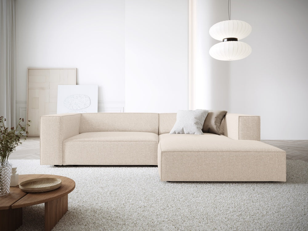 
3-Seater Designer Corner Sofa "Arendal" - Chenille Light Beige / Right-hand corner section