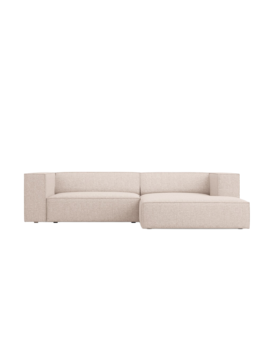 
3-Seater Designer Corner Sofa "Arendal" - Chenille Beige / Right-hand corner section