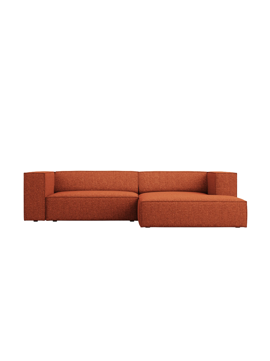 
3-Seater Designer Corner Sofa "Arendal" - Chenille Terracotta / Right-hand corner section