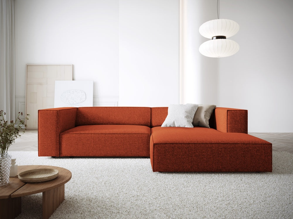 
3-Seater Designer Corner Sofa "Arendal" - Chenille Terracotta / Right-hand corner section
