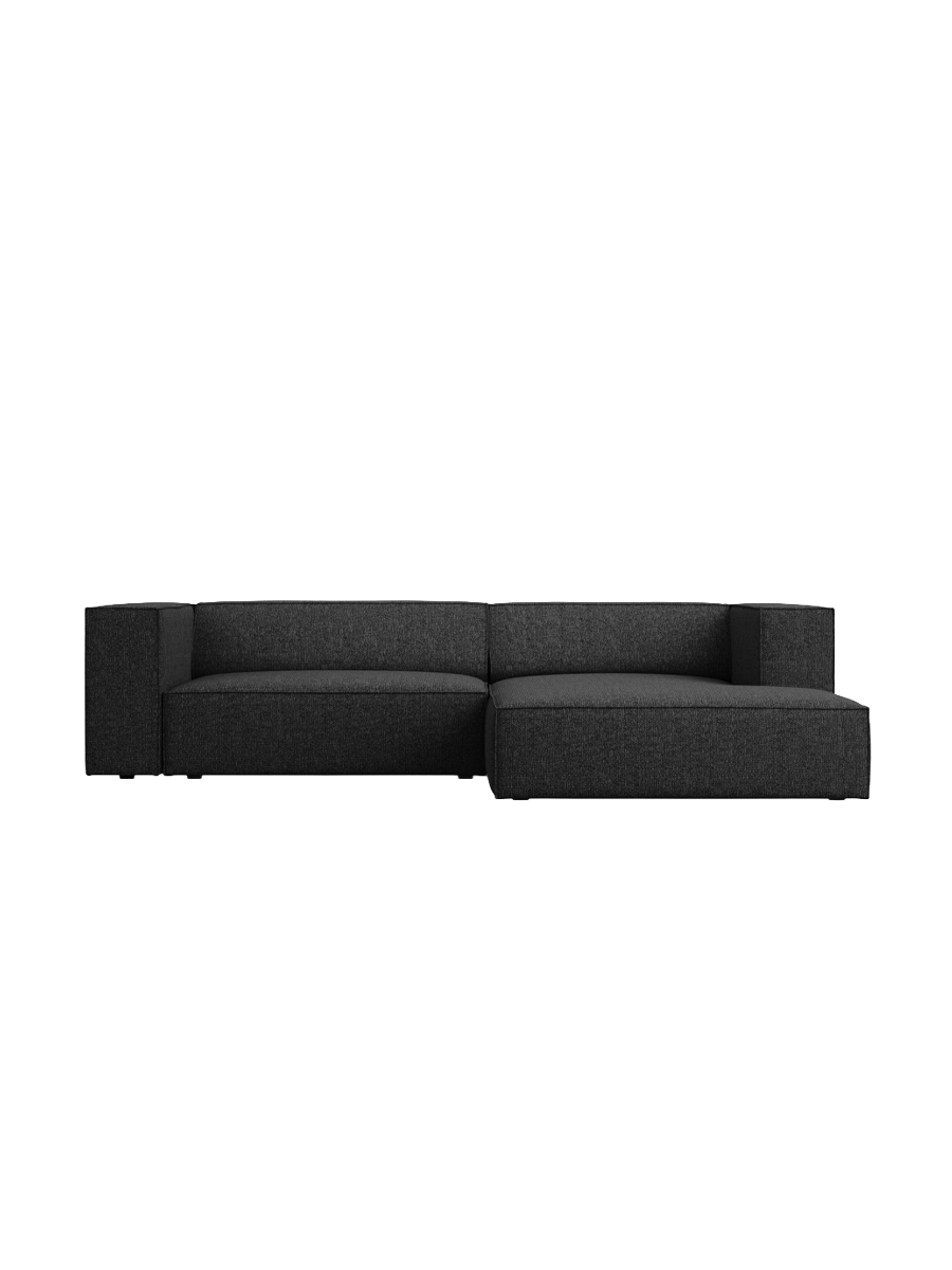 
3-Seater Designer Corner Sofa "Arendal" - Chenille Black / Right-hand corner section