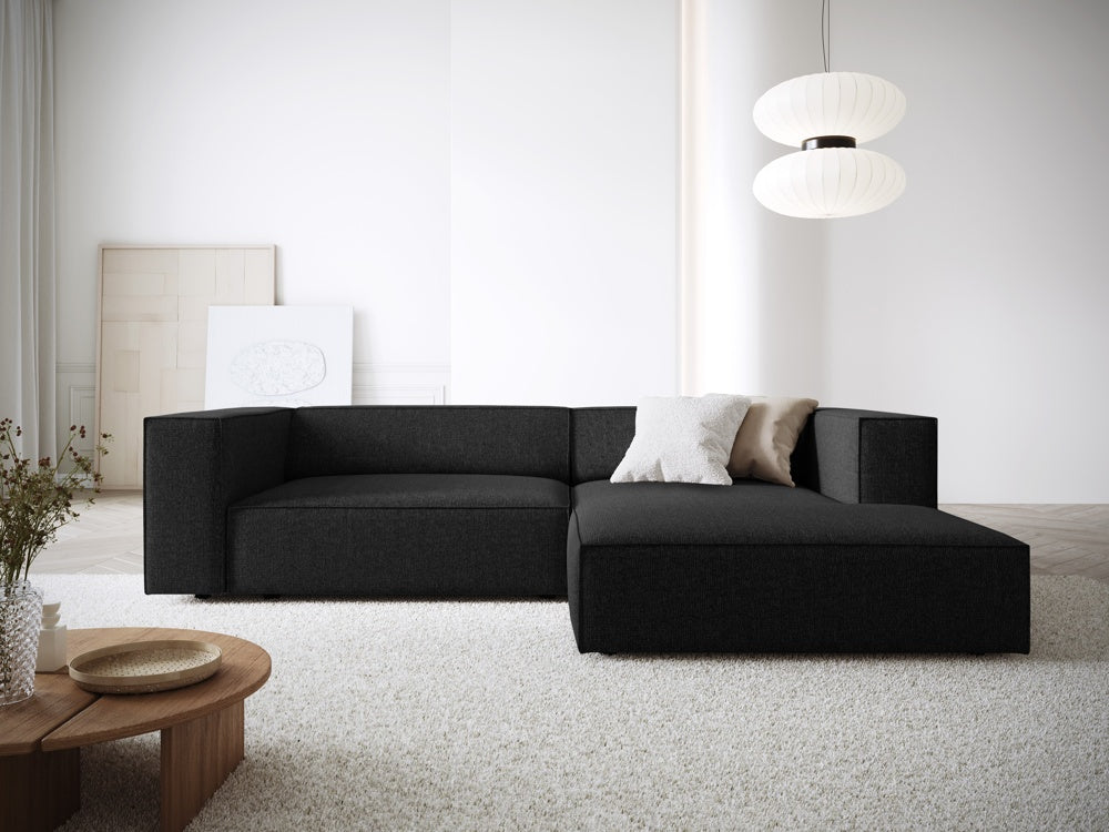 
3-Seater Designer Corner Sofa "Arendal" - Chenille Black / Right-hand corner section