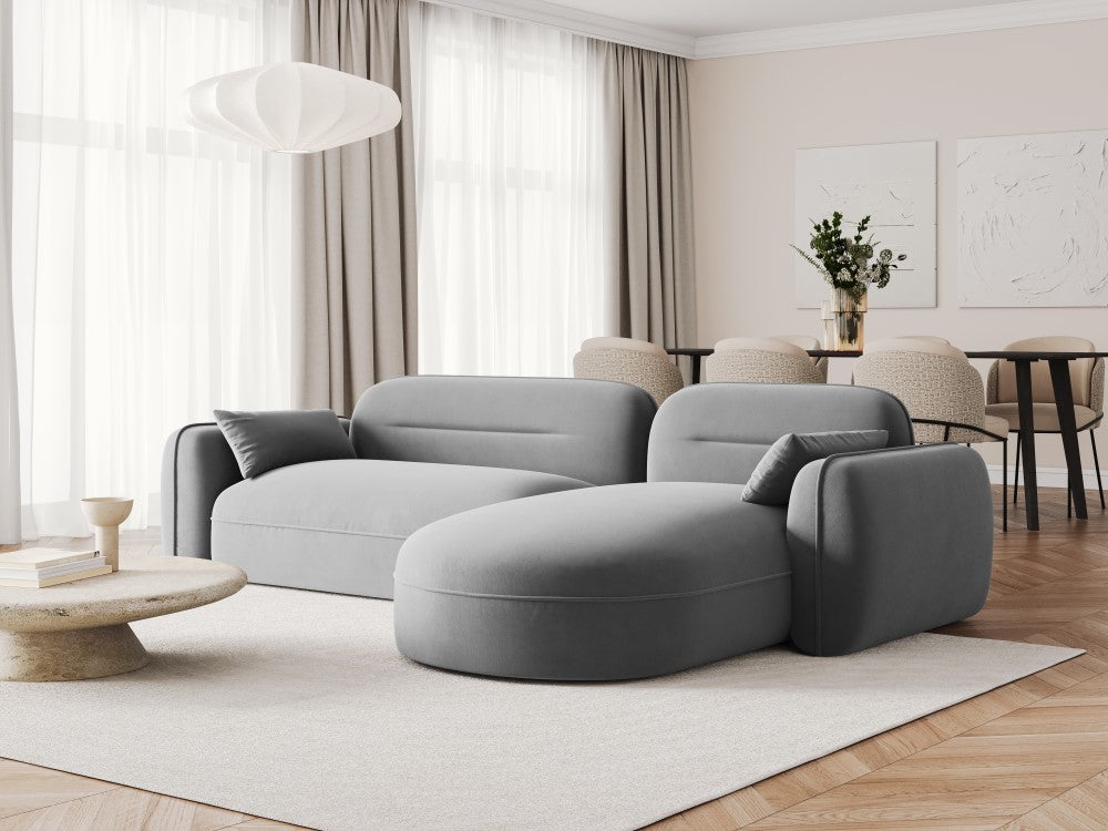 
4-Sitzer Design Ecksofa „Sydney“ - Samt Hellgrau / Eckteil rechts
