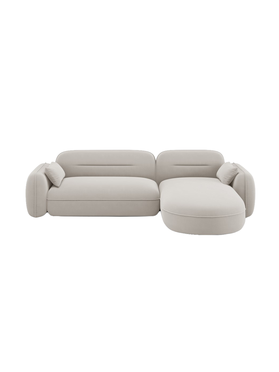 
4-Sitzer Design Ecksofa „Sydney“ - Samt Beige hell / Eckteil rechts