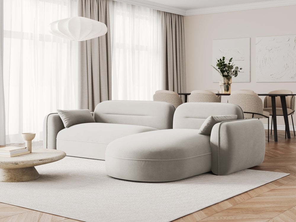 
4-Sitzer Design Ecksofa „Sydney“ - Samt Beige hell / Eckteil rechts