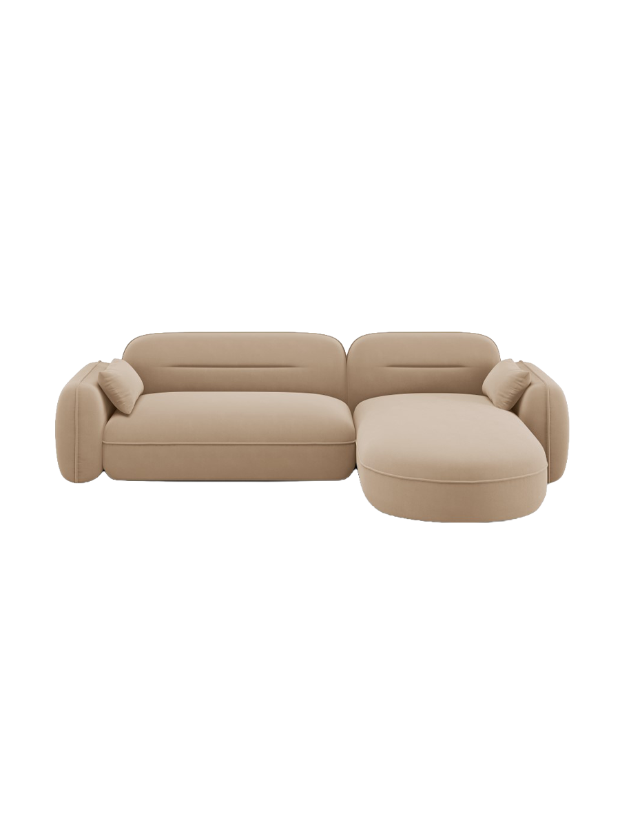 
4-Sitzer Design Ecksofa „Sydney“ - Samt Sand / Eckteil rechts