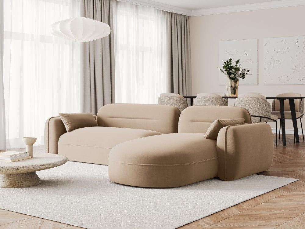 
4-Sitzer Design Ecksofa „Sydney“ - Samt Sand / Eckteil rechts
