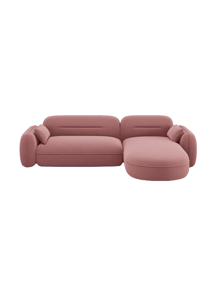 
4-Sitzer Design Ecksofa „Sydney“ - Samt Flamingo Rosa / Eckteil rechts