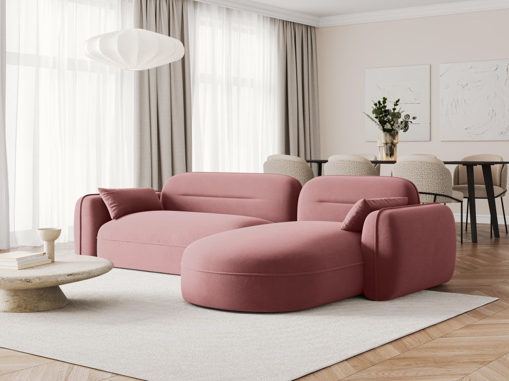 
4-Sitzer Design Ecksofa „Sydney“ - Samt Flamingo Rosa / Eckteil rechts