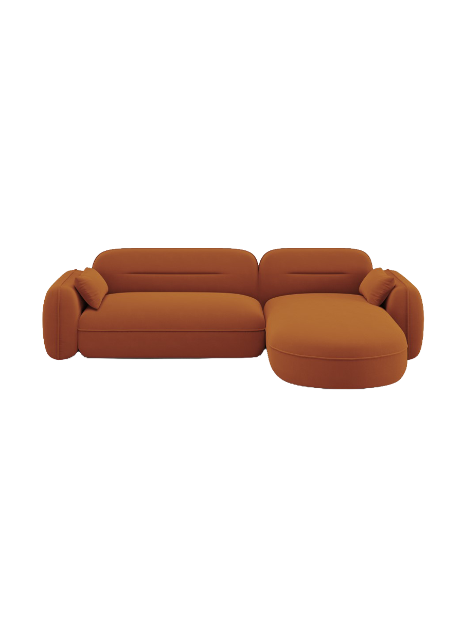 
4-Sitzer Design Ecksofa „Sydney“ - Samt Terracotta / Eckteil rechts