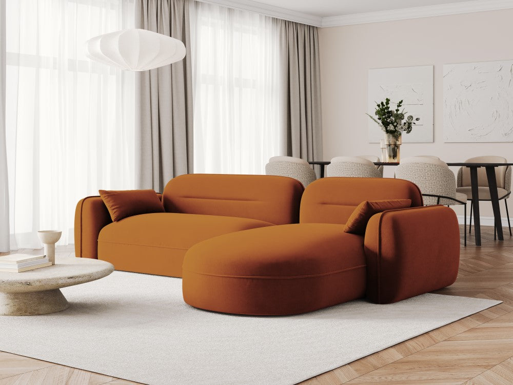 
4-Sitzer Design Ecksofa „Sydney“ - Samt Terracotta / Eckteil rechts