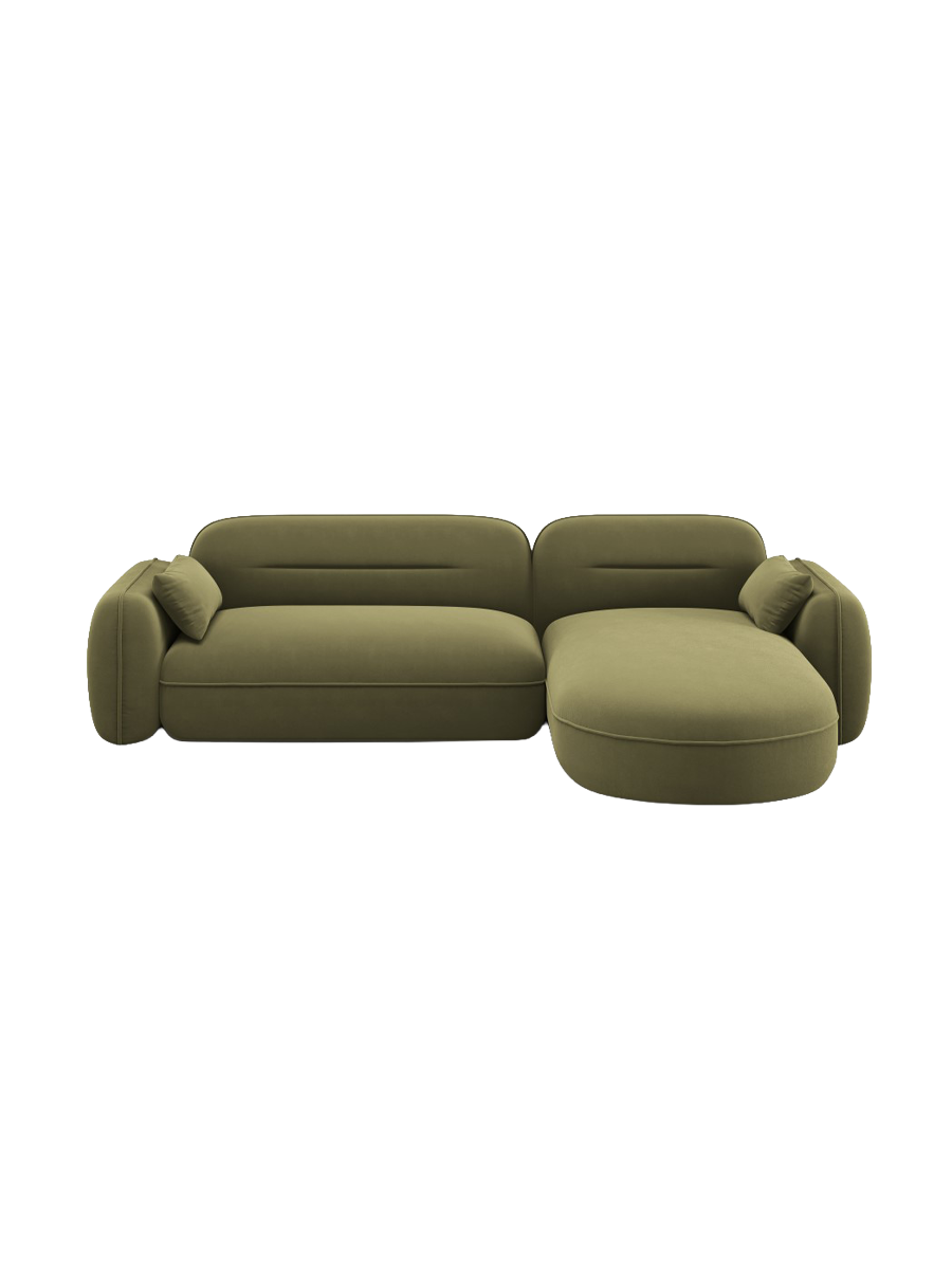 
4-Sitzer Design Ecksofa „Sydney“ - Samt Hellgrün / Eckteil rechts
