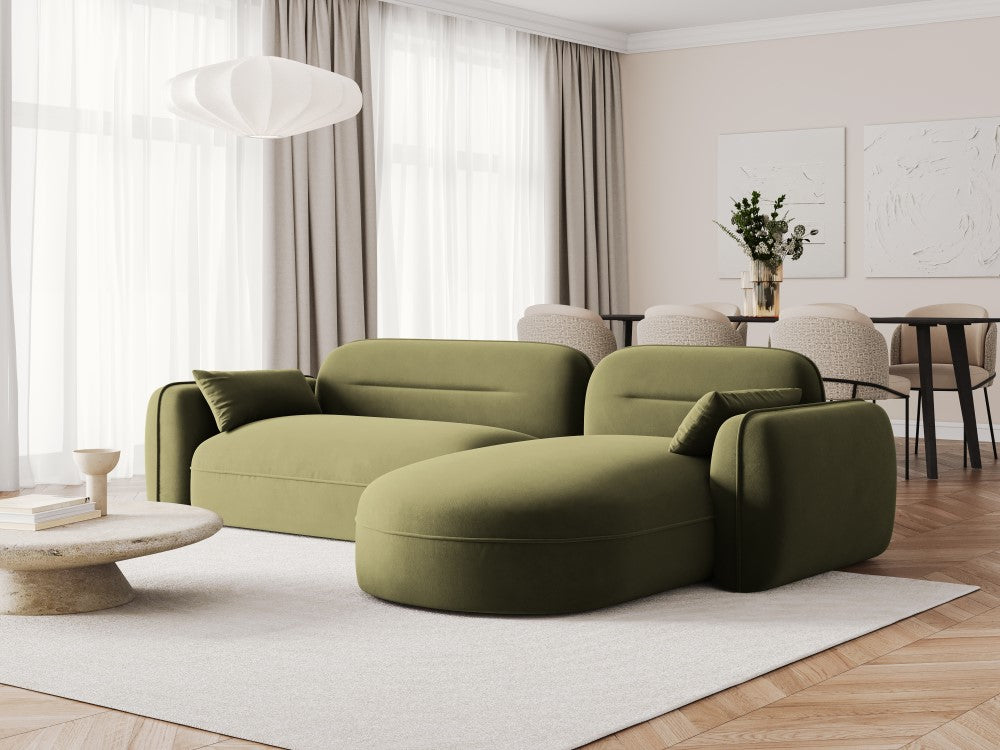 
4-Sitzer Design Ecksofa „Sydney“ - Samt Hellgrün / Eckteil rechts