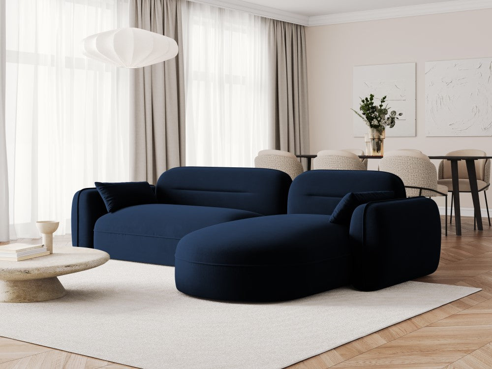 
4-Sitzer Design Ecksofa „Sydney“ - Samt Königsblau / Eckteil rechts