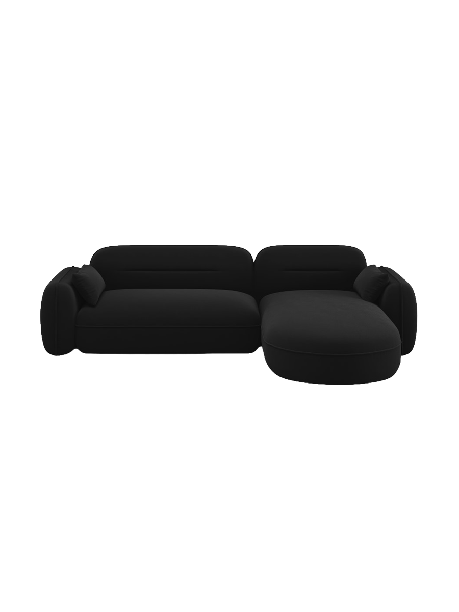 
4-Sitzer Design Ecksofa „Sydney“ - Samt Schwarz / Eckteil rechts