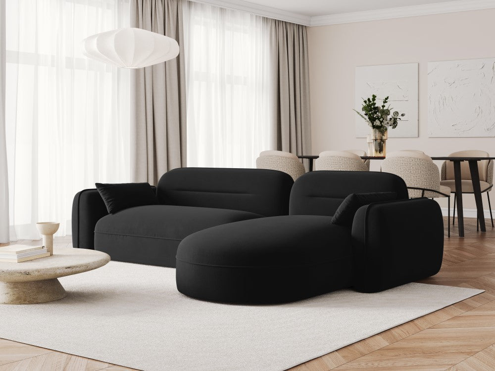 
4-Sitzer Design Ecksofa „Sydney“ - Samt Schwarz / Eckteil rechts