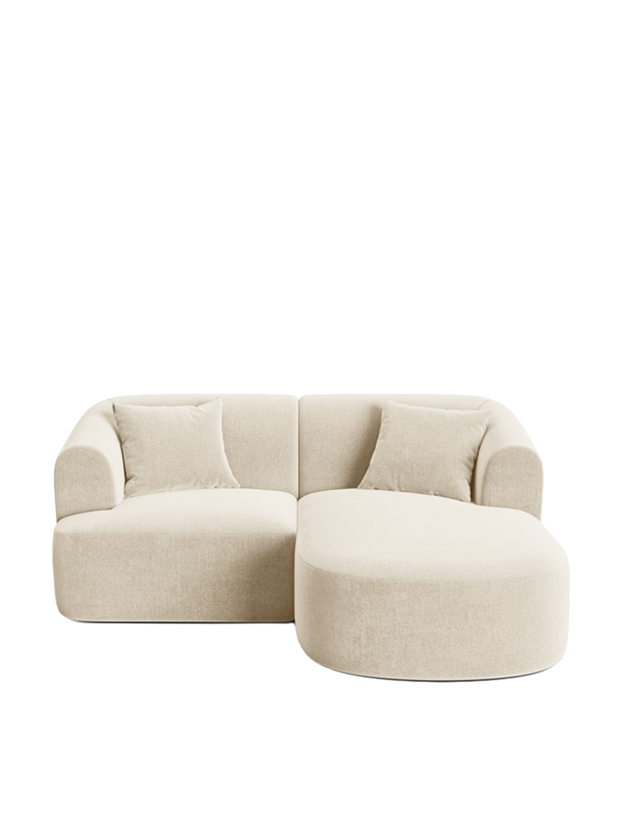 
3-Seater Designer Corner Sofa "Campi" - Light Beige Velvet / Right-hand corner section