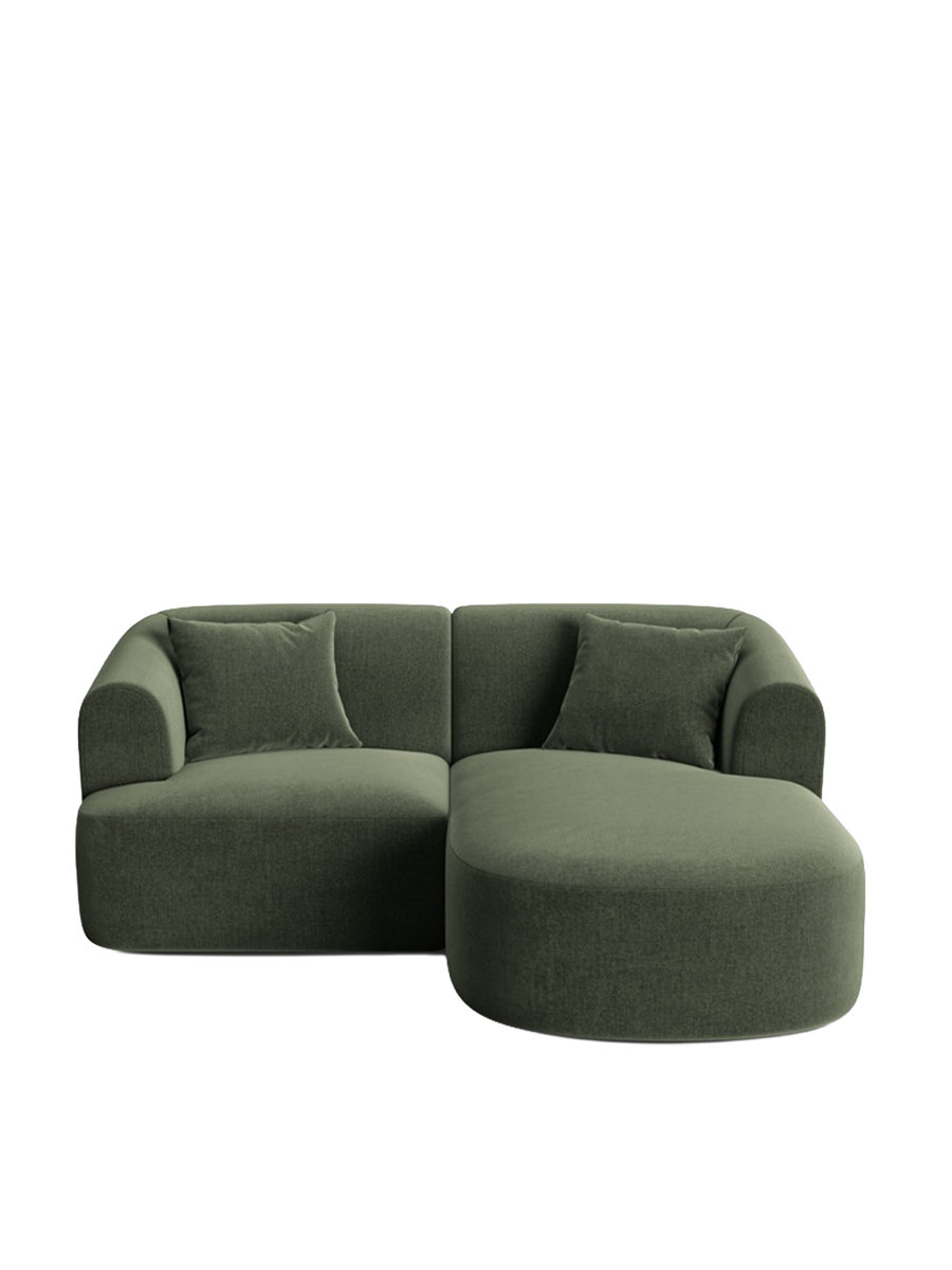 
3-Seater Designer Corner Sofa "Campi" - Velvet Green / Right-hand corner section