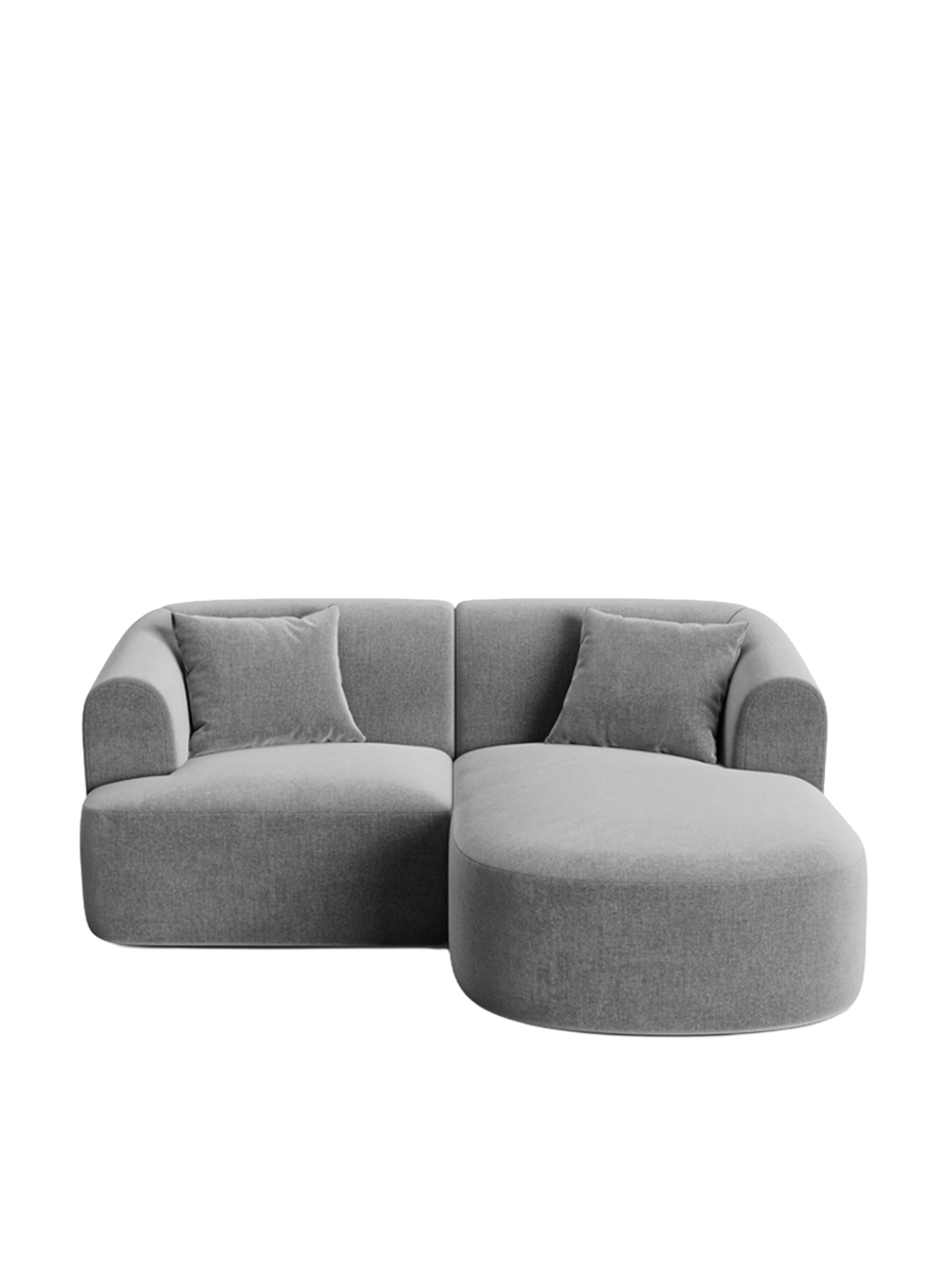 
3-Seater Designer Corner Sofa "Campi" - Velvet Grey / Right-hand corner section