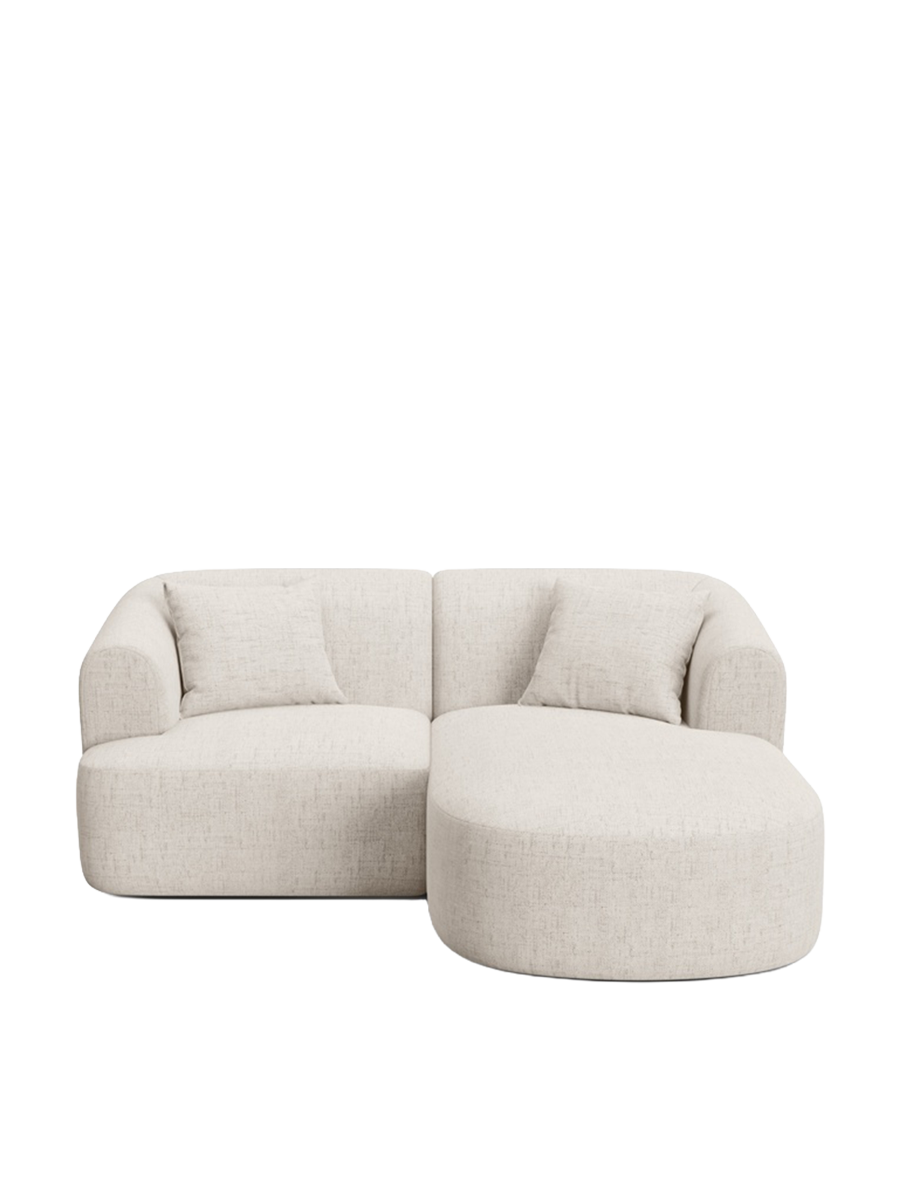 
3-Seater Designer Corner Sofa "Campi" - Structured Fabric Light Beige / Right-hand corner section