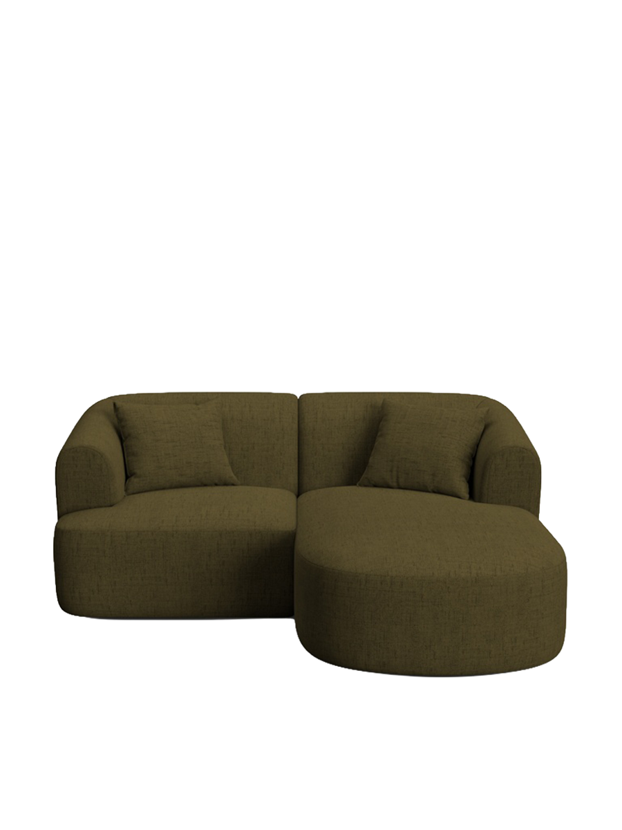 
3-Seater Designer Corner Sofa "Campi" - Textured Fabric Green / Right-hand corner section