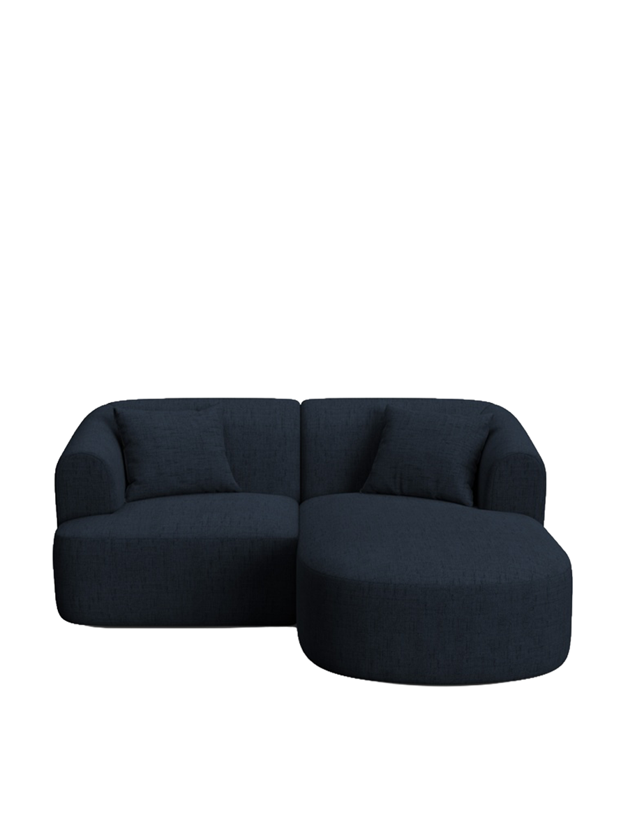 
3-Seater Designer Corner Sofa "Campi" - Structured Fabric Royal Blue / Right-hand corner section