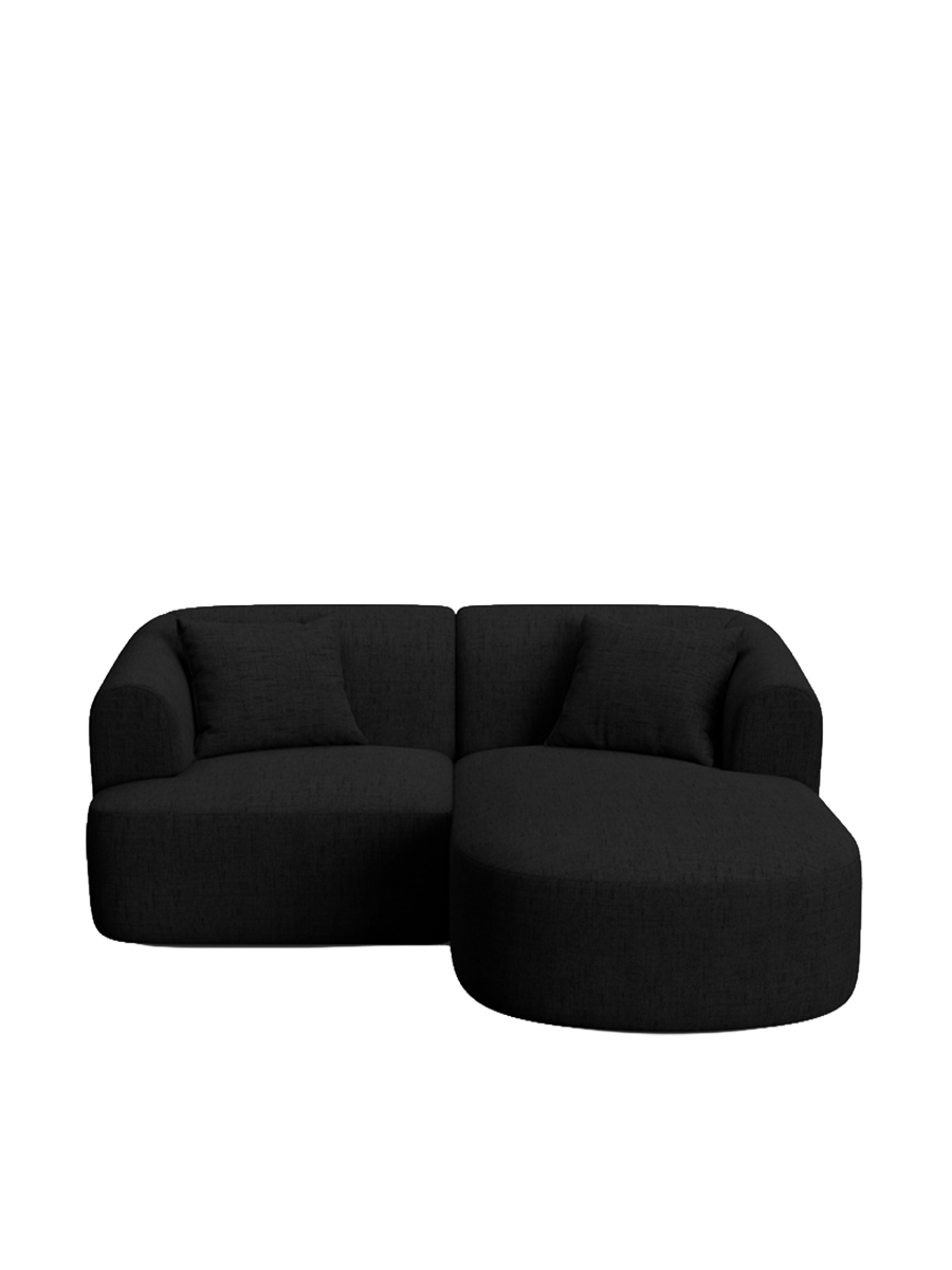 
3-Seater Designer Corner Sofa "Campi" - Textured Fabric Black / Right-hand corner section