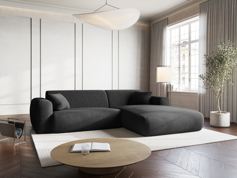 
4-Sitzer Design Ecksofa „Nolio“ - Chenille Schwarz / Eckteil rechts