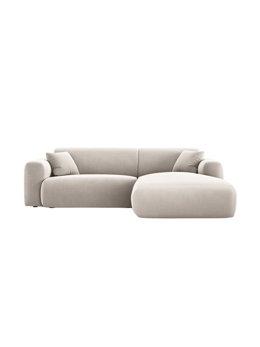 
4-Sitzer Design Ecksofa „Nolio“ - Samt Beige hell / Eckteil rechts