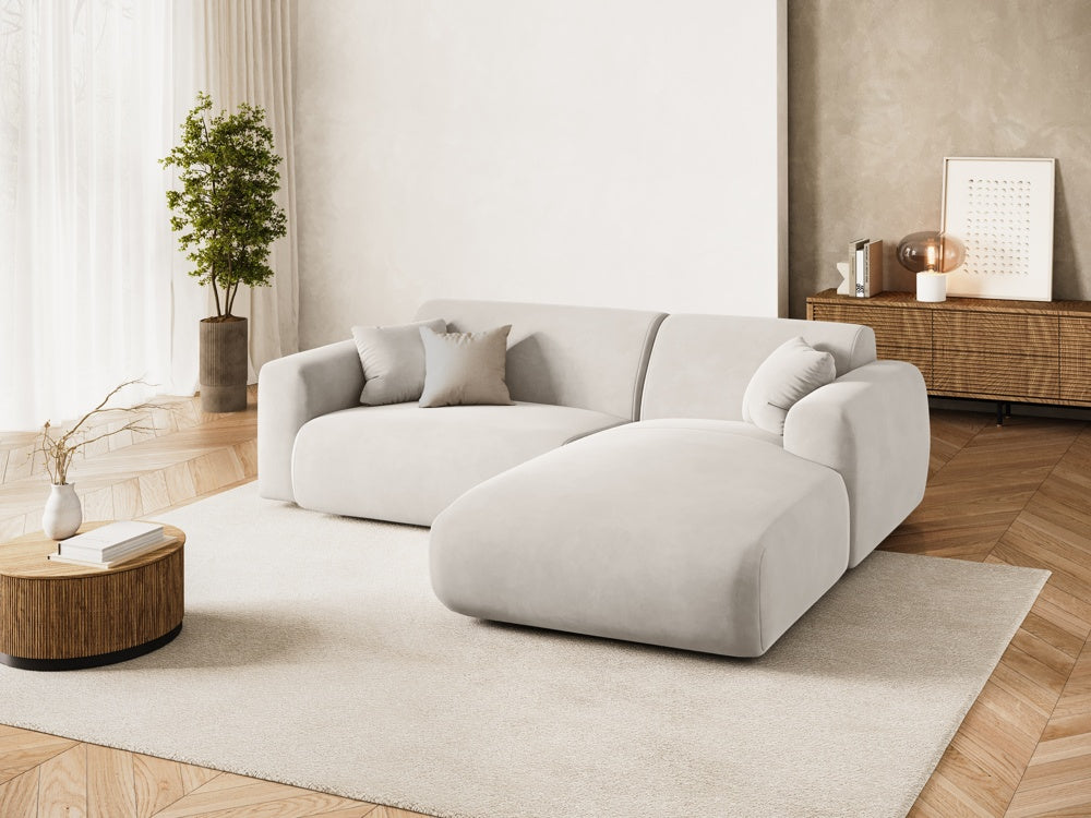 
4-Sitzer Design Ecksofa „Nolio“ - Samt Beige hell / Eckteil rechts