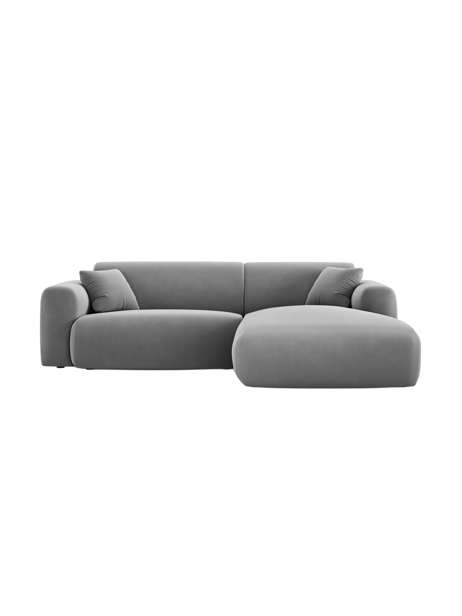 
4-Sitzer Design Ecksofa „Nolio“ - Samt Hellgrau / Eckteil rechts